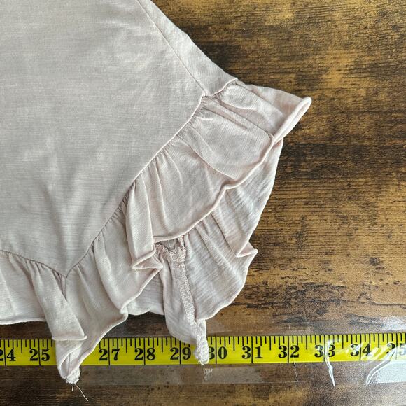 Neiman Marcus Blouse Top Large Pastel Pink Blush Ruffle Handkerchief Hem Cottage - Picture 6 of 9